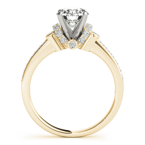 Resplendent Cluster Sides Round Diamond Engagement Ring — 9K/18K Gold & Platinum