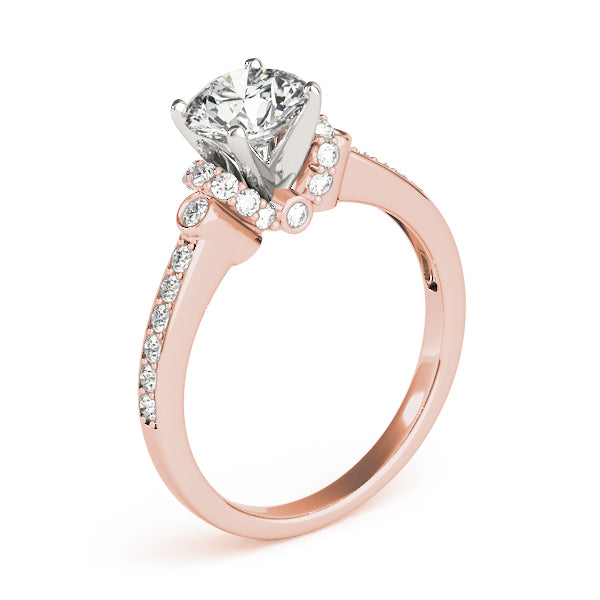Resplendent Cluster Sides Round Diamond Engagement Ring — 9K/18K Gold & Platinum