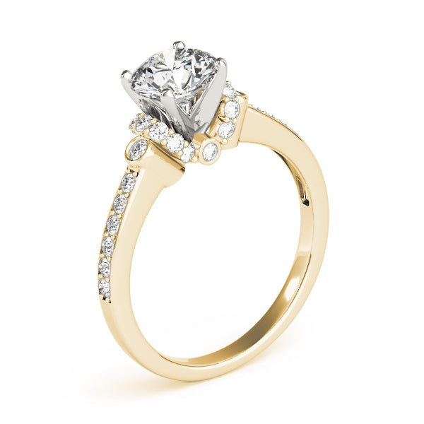 Resplendent Cluster Sides Round Diamond Engagement Ring — 9K/18K Gold & Platinum
