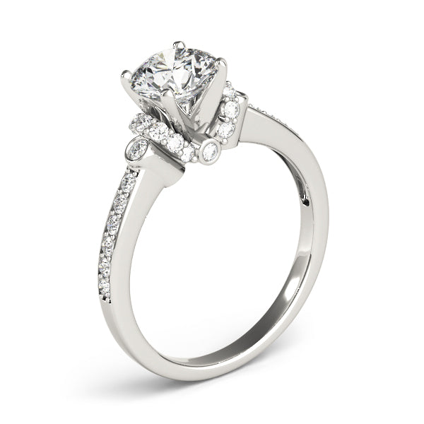 Resplendent Cluster Sides Round Diamond Engagement Ring — 9K/18K Gold & Platinum