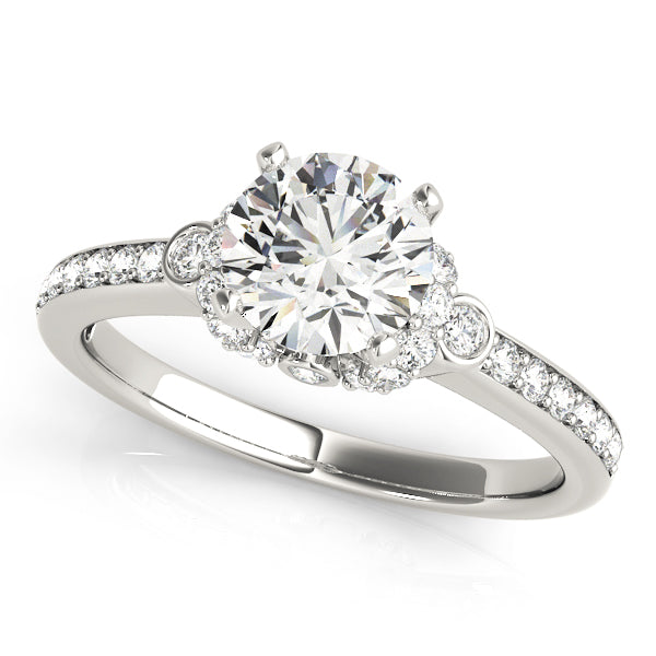 Resplendent Cluster Sides Round Diamond Engagement Ring — 9K/18K Gold & Platinum