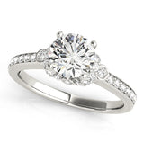 Resplendent Cluster Sides Round Diamond Engagement Ring — 9K/18K Gold & Platinum