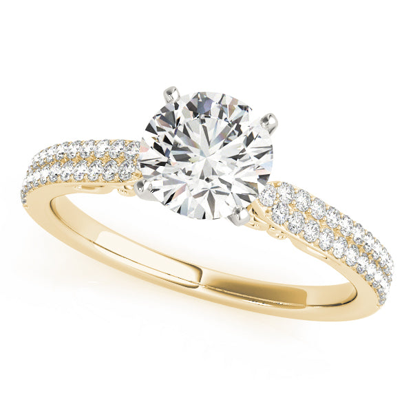 Noble Pave Round Diamond Engagement Ring — 9K/18K Gold & Platinum
