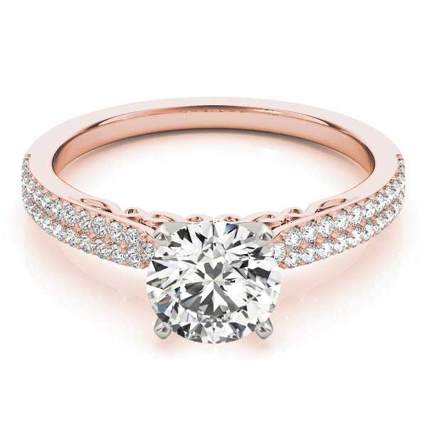 Noble Pave Round Diamond Engagement Ring — 9K/18K Gold & Platinum