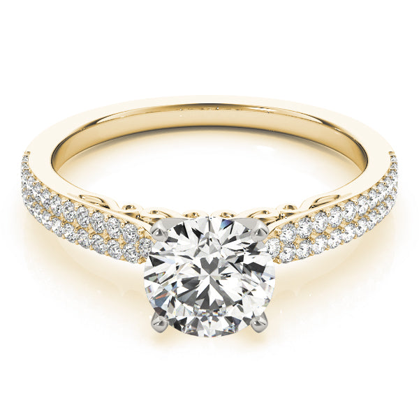 Noble Pave Round Diamond Engagement Ring — 9K/18K Gold & Platinum