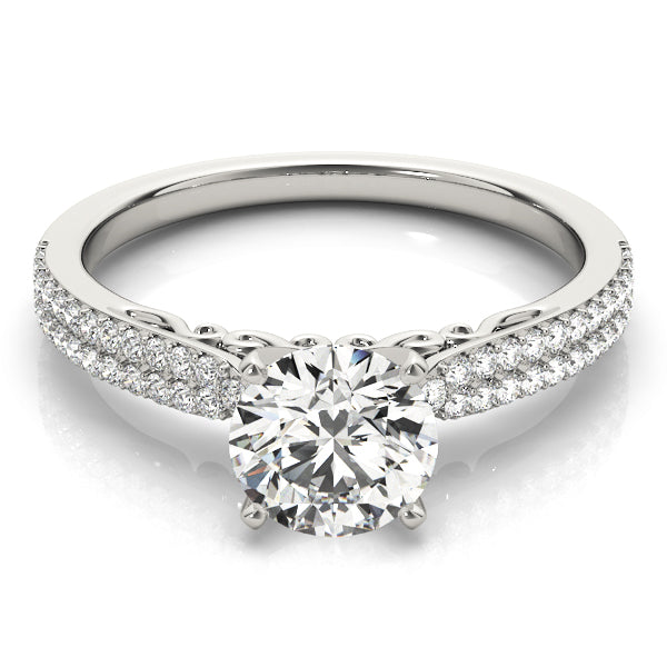 Noble Pave Round Diamond Engagement Ring — 9K/18K Gold & Platinum