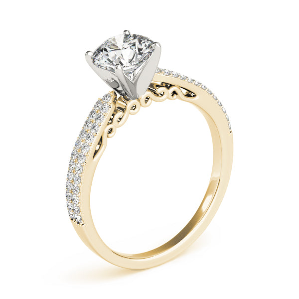 Noble Pave Round Diamond Engagement Ring — 9K/18K Gold & Platinum