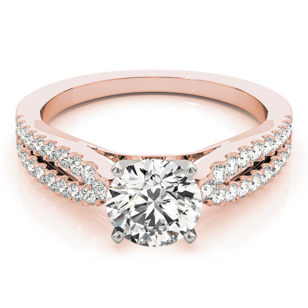 Classic Multi-Row Round Diamond Engagement Ring — 9K/18K Gold & Platinum