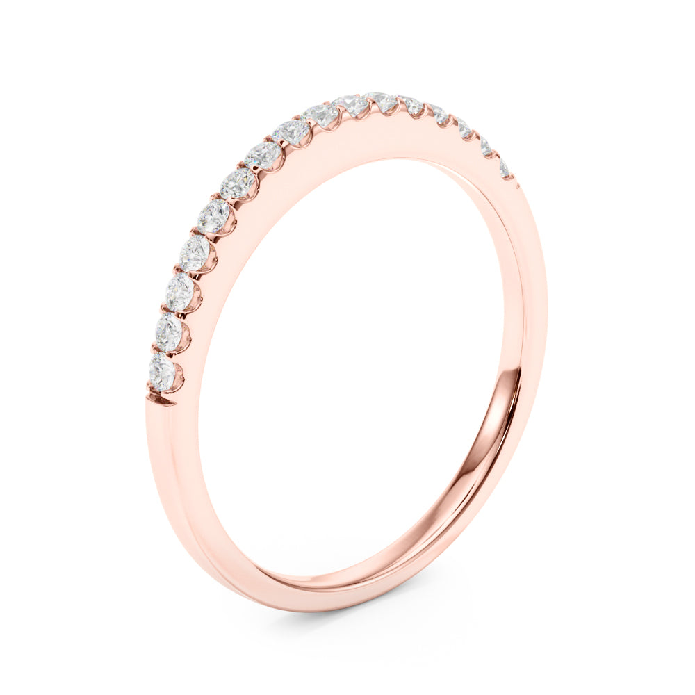 Straight Diamond Shared Prong Half Eternity Ring in Gold & Platinum