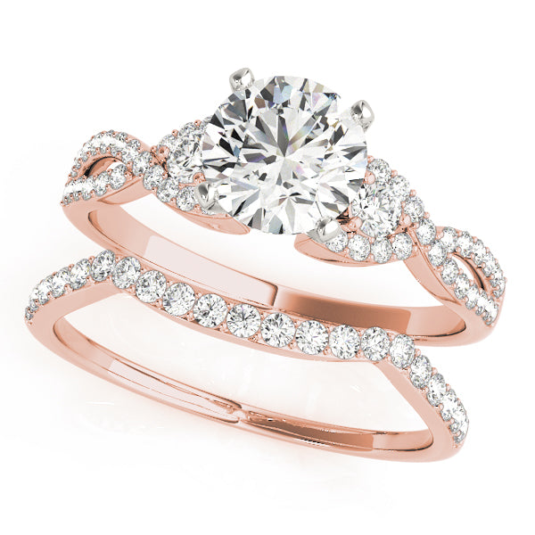 Refined Multi-Row Round Diamond Engagement Ring — 9K/18K Gold & Platinum