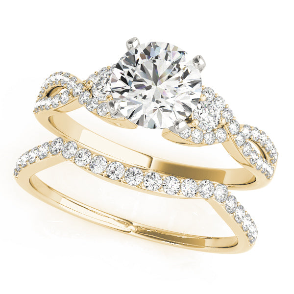 Refined Multi-Row Round Diamond Engagement Ring — 9K/18K Gold & Platinum