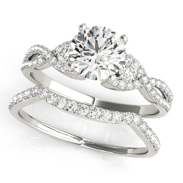 Refined Multi-Row Round Diamond Engagement Ring — 9K/18K Gold & Platinum