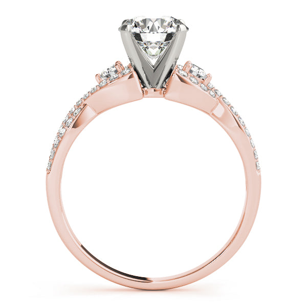 Refined Multi-Row Round Diamond Engagement Ring — 9K/18K Gold & Platinum