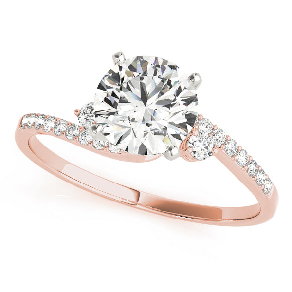 Exquisite Bypass Round Diamond Engagement Ring — 9K/18K Gold & Platinum