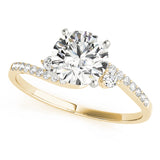 Exquisite Bypass Round Diamond Engagement Ring — 9K/18K Gold & Platinum