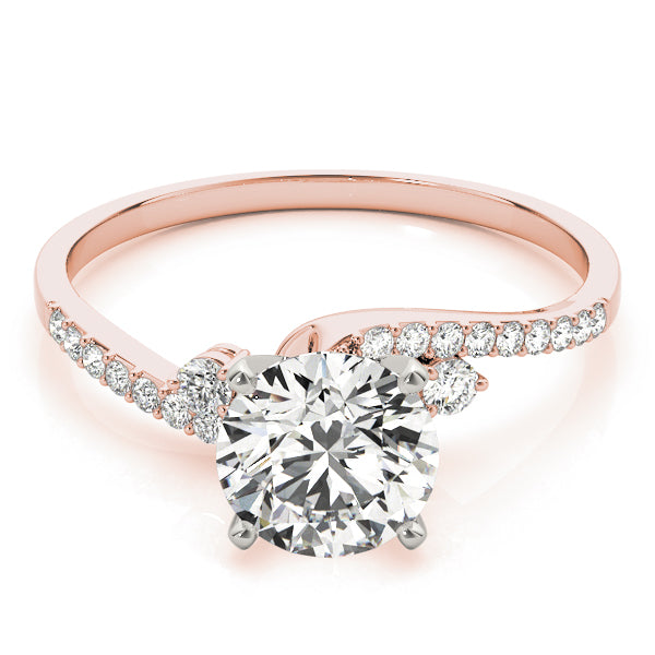 Exquisite Bypass Round Diamond Engagement Ring — 9K/18K Gold & Platinum