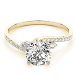 Exquisite Bypass Round Diamond Engagement Ring — 9K/18K Gold & Platinum