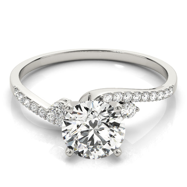 Exquisite Bypass Round Diamond Engagement Ring — 9K/18K Gold & Platinum