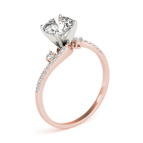 Exquisite Bypass Round Diamond Engagement Ring — 9K/18K Gold & Platinum