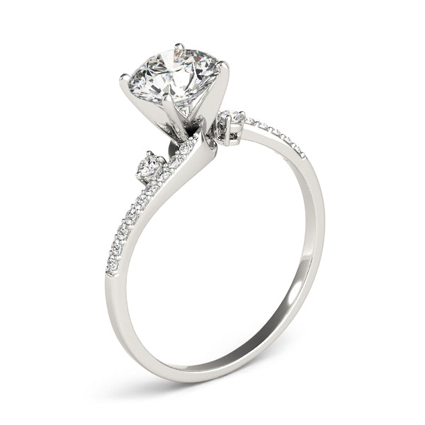 Exquisite Bypass Round Diamond Engagement Ring — 9K/18K Gold & Platinum