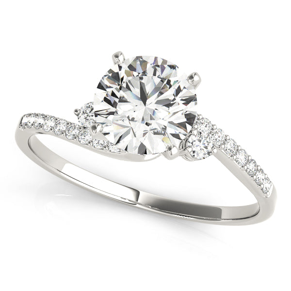 Exquisite Bypass Round Diamond Engagement Ring — 9K/18K Gold & Platinum