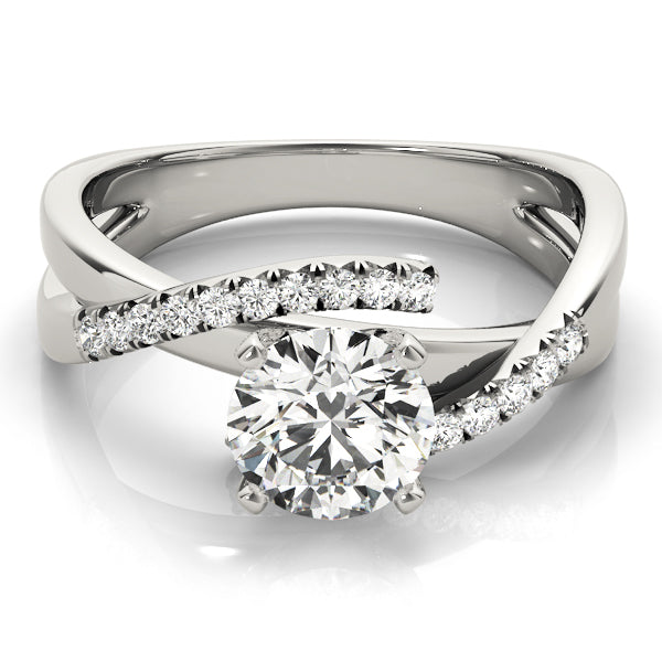 Heirloom Bypass Round Diamond Engagement Ring — 9K/18K Gold & Platinum