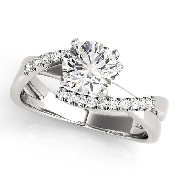 Heirloom Bypass Round Diamond Engagement Ring — 9K/18K Gold & Platinum