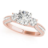 Majestic Three-Stone Round Diamond Engagement Ring — 9K/18K Gold & Platinum