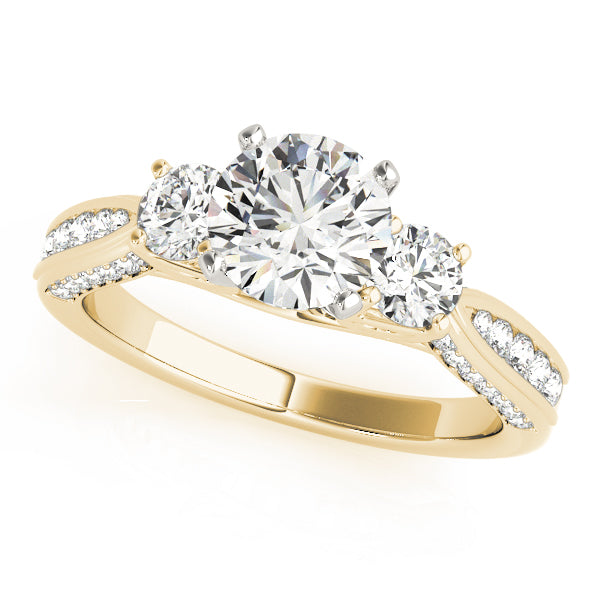 Majestic Three-Stone Round Diamond Engagement Ring — 9K/18K Gold & Platinum