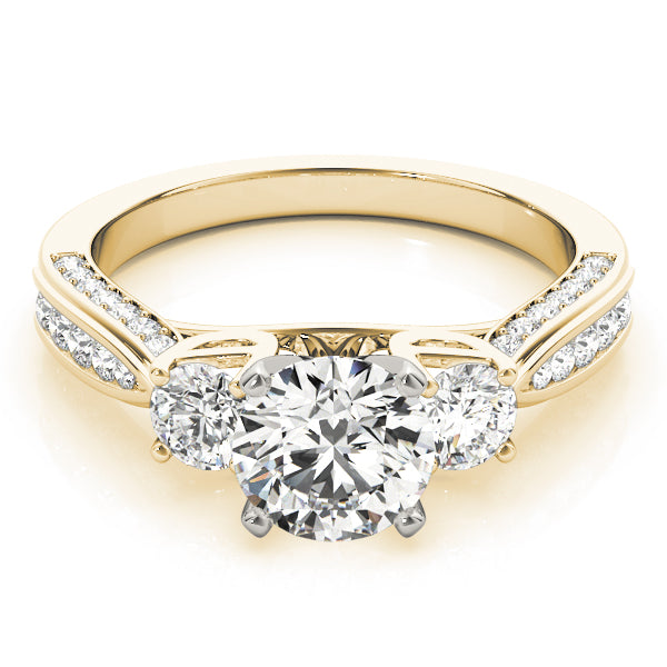 Majestic Three-Stone Round Diamond Engagement Ring — 9K/18K Gold & Platinum