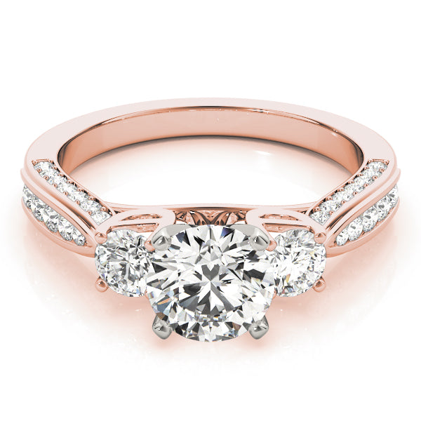 Majestic Three-Stone Round Diamond Engagement Ring — 9K/18K Gold & Platinum