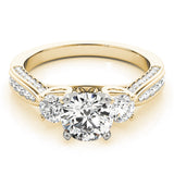 Majestic Three-Stone Round Diamond Engagement Ring — 9K/18K Gold & Platinum