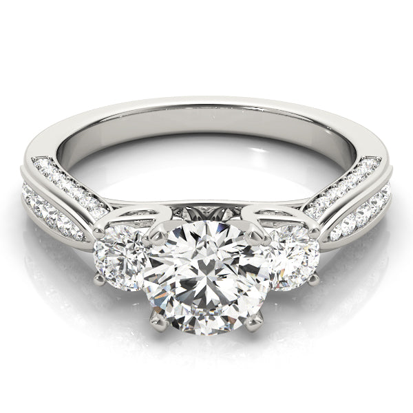 Majestic Three-Stone Round Diamond Engagement Ring — 9K/18K Gold & Platinum
