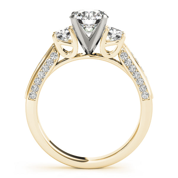 Majestic Three-Stone Round Diamond Engagement Ring — 9K/18K Gold & Platinum