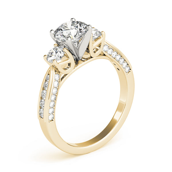 Majestic Three-Stone Round Diamond Engagement Ring — 9K/18K Gold & Platinum