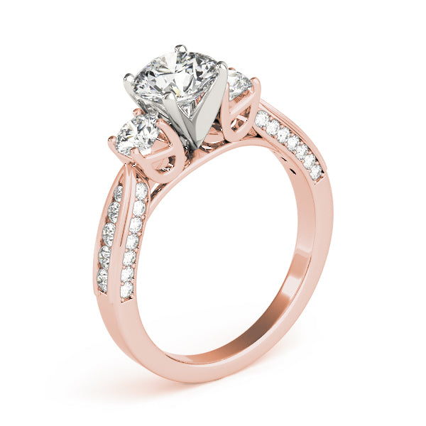 Majestic Three-Stone Round Diamond Engagement Ring — 9K/18K Gold & Platinum