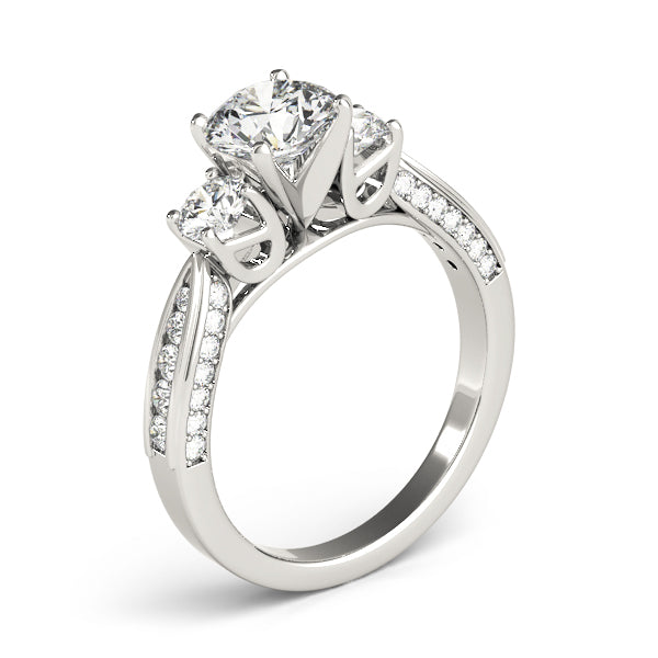 Majestic Three-Stone Round Diamond Engagement Ring — 9K/18K Gold & Platinum