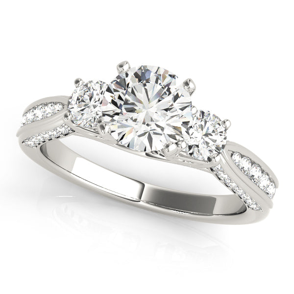 Majestic Three-Stone Round Diamond Engagement Ring — 9K/18K Gold & Platinum