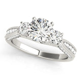 Majestic Three-Stone Round Diamond Engagement Ring — 9K/18K Gold & Platinum