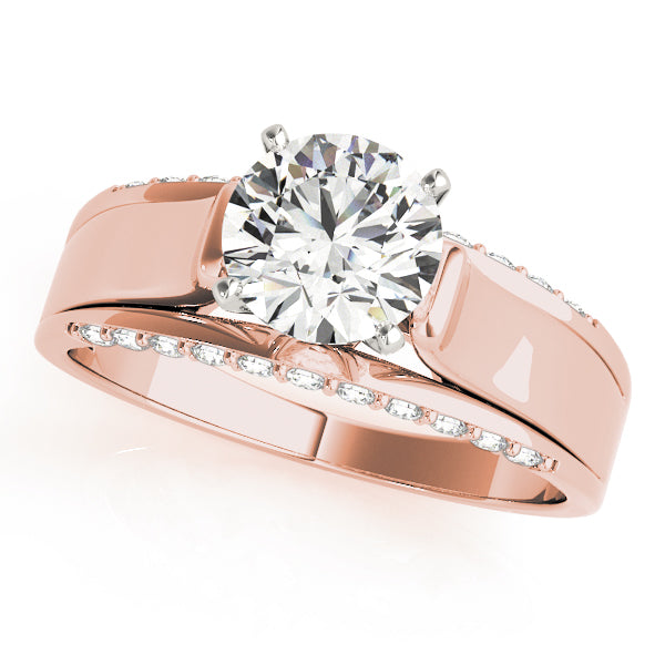 Sculpted Remounts Round Diamond Engagement Ring — 9K/18K Gold & Platinum