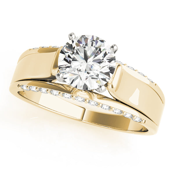 Sculpted Remounts Round Diamond Engagement Ring — 9K/18K Gold & Platinum