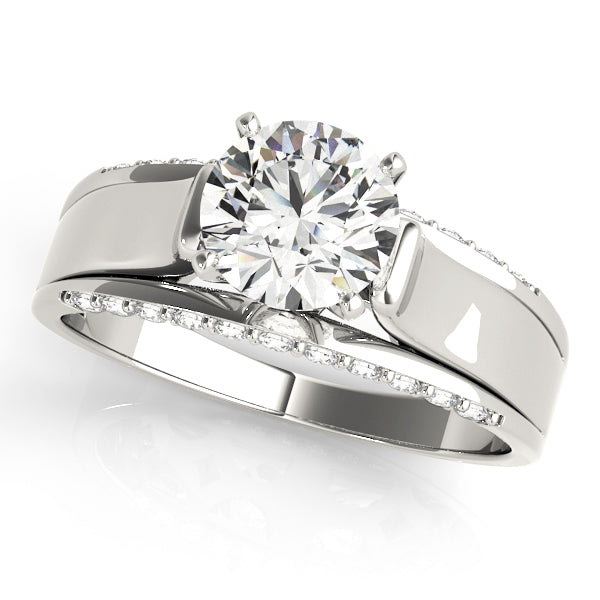 Sculpted Remounts Round Diamond Engagement Ring — 9K/18K Gold & Platinum