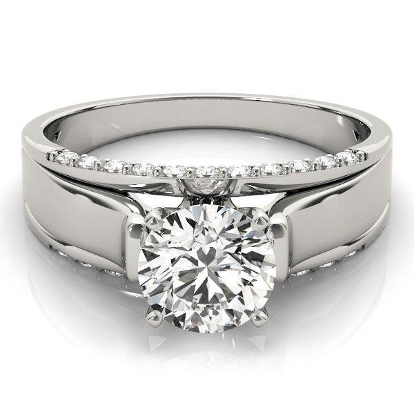 Sculpted Remounts Round Diamond Engagement Ring — 9K/18K Gold & Platinum