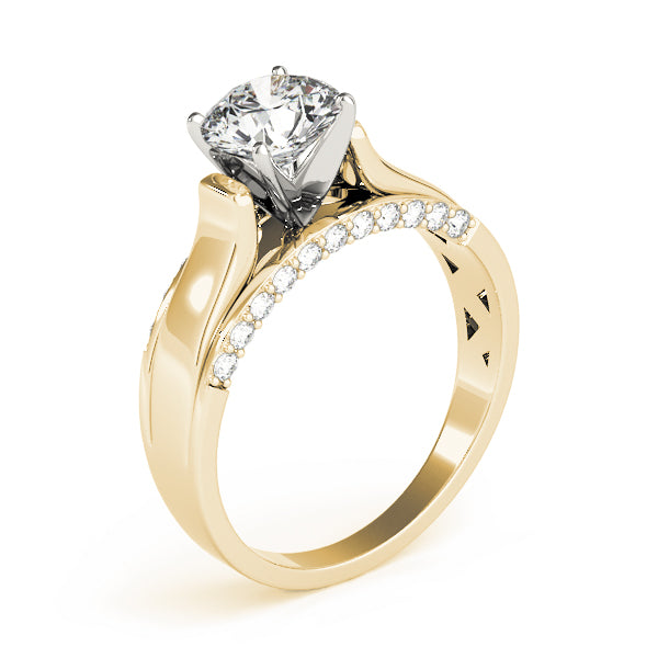 Sculpted Remounts Round Diamond Engagement Ring — 9K/18K Gold & Platinum