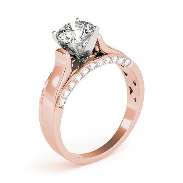 Sculpted Remounts Round Diamond Engagement Ring — 9K/18K Gold & Platinum