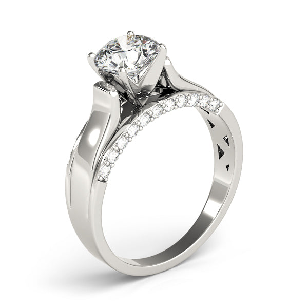 Sculpted Remounts Round Diamond Engagement Ring — 9K/18K Gold & Platinum