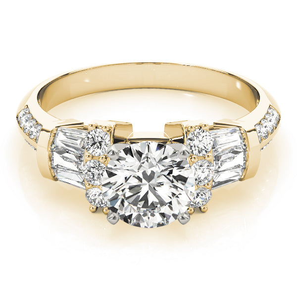 Resplendent Fancy Shape Baguette Remounts Round Diamond Engagement Ring — 9K/18K Gold & Platinum