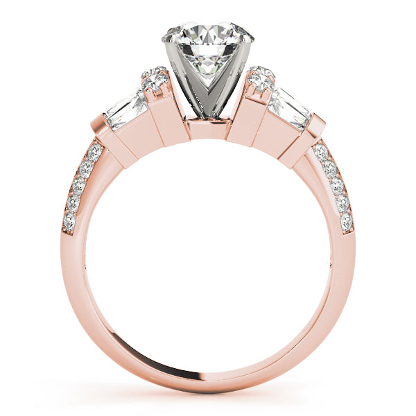 Resplendent Fancy Shape Baguette Remounts Round Diamond Engagement Ring — 9K/18K Gold & Platinum