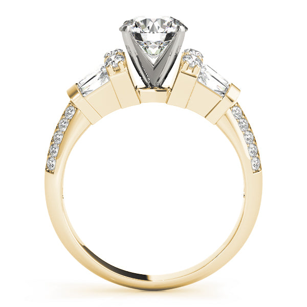 Resplendent Fancy Shape Baguette Remounts Round Diamond Engagement Ring — 9K/18K Gold & Platinum