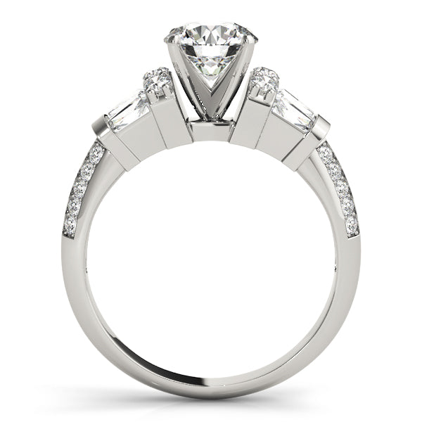Resplendent Fancy Shape Baguette Remounts Round Diamond Engagement Ring — 9K/18K Gold & Platinum